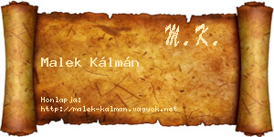 Malek Kálmán névjegykártya